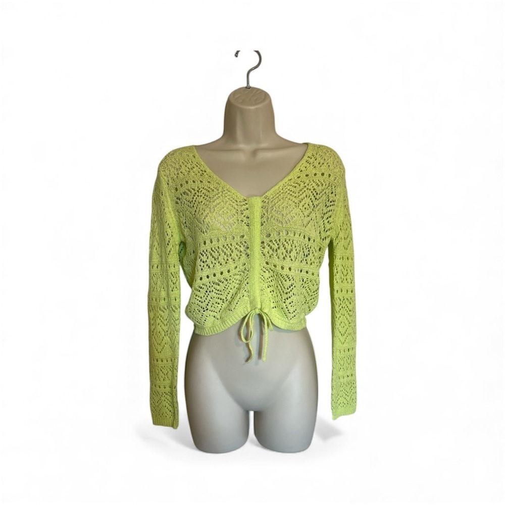 Lime Green Women's Knit Cropped Sweater
